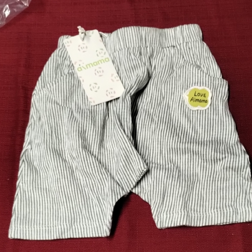 Aimama Gray Striped Baby Pants